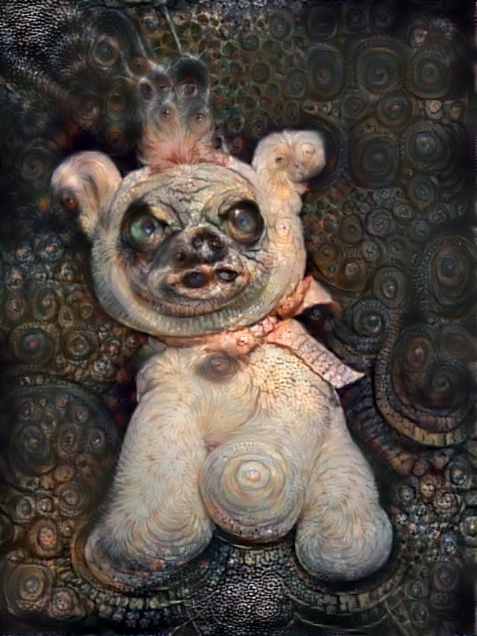 A deep dream of one of my WTF Creatures run through a deep style I did of one of my other arts.