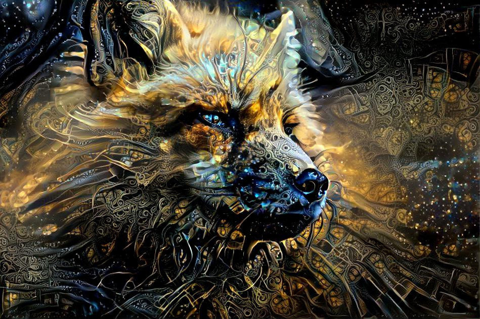 Red Wolf Portrait Deep Dream