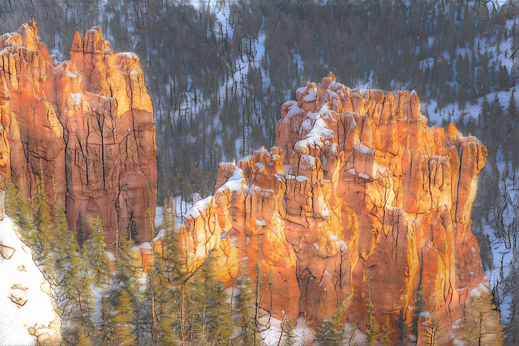 Snowfall in Bryce Canyon NP, UT