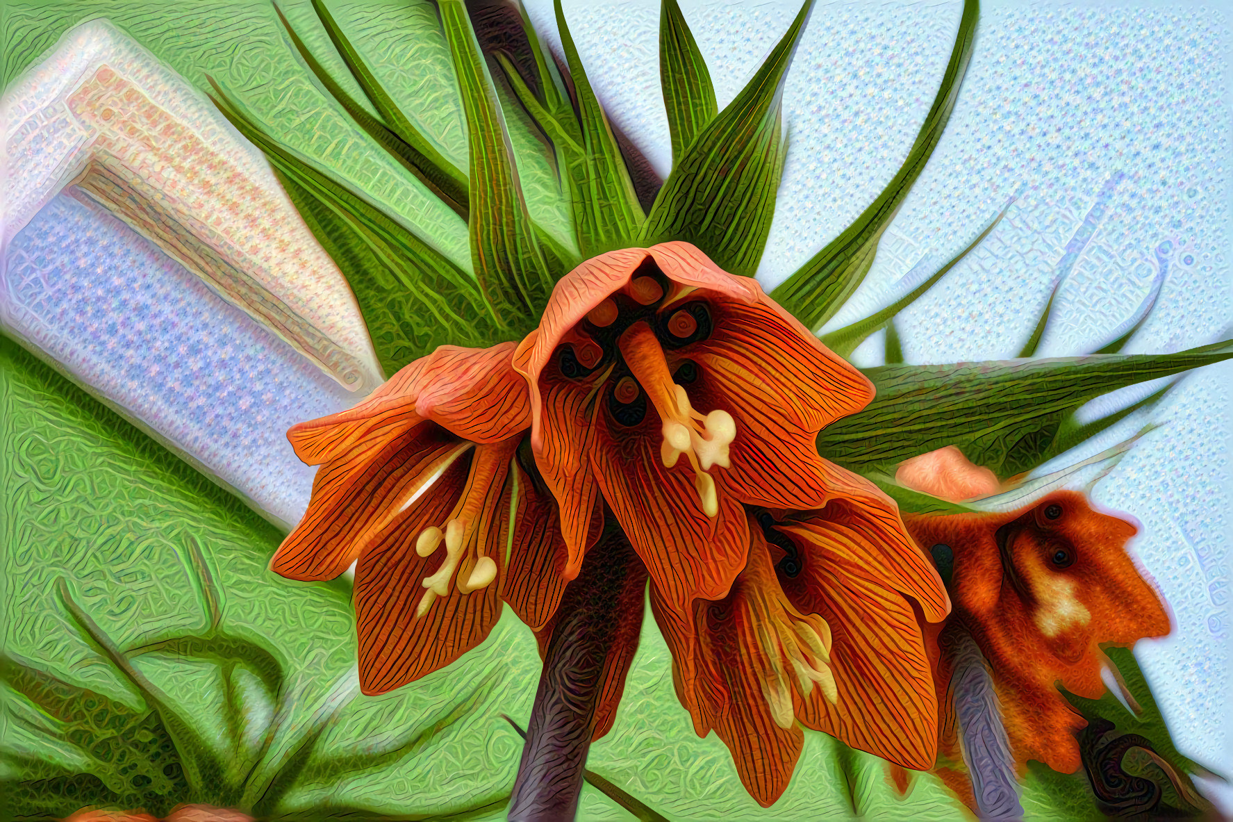 Orange Striped Tropical Flower