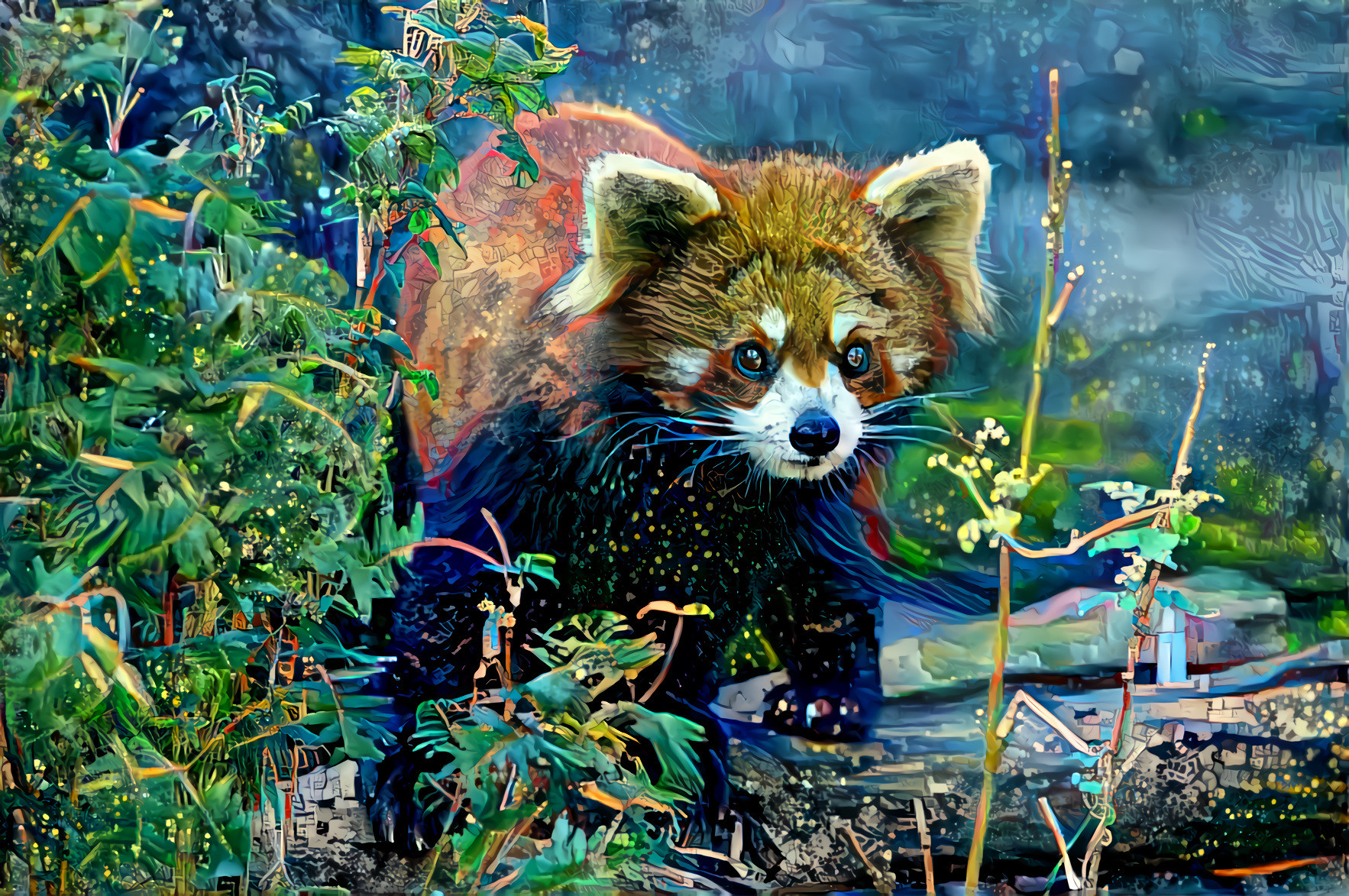 i am grow green blue red panda