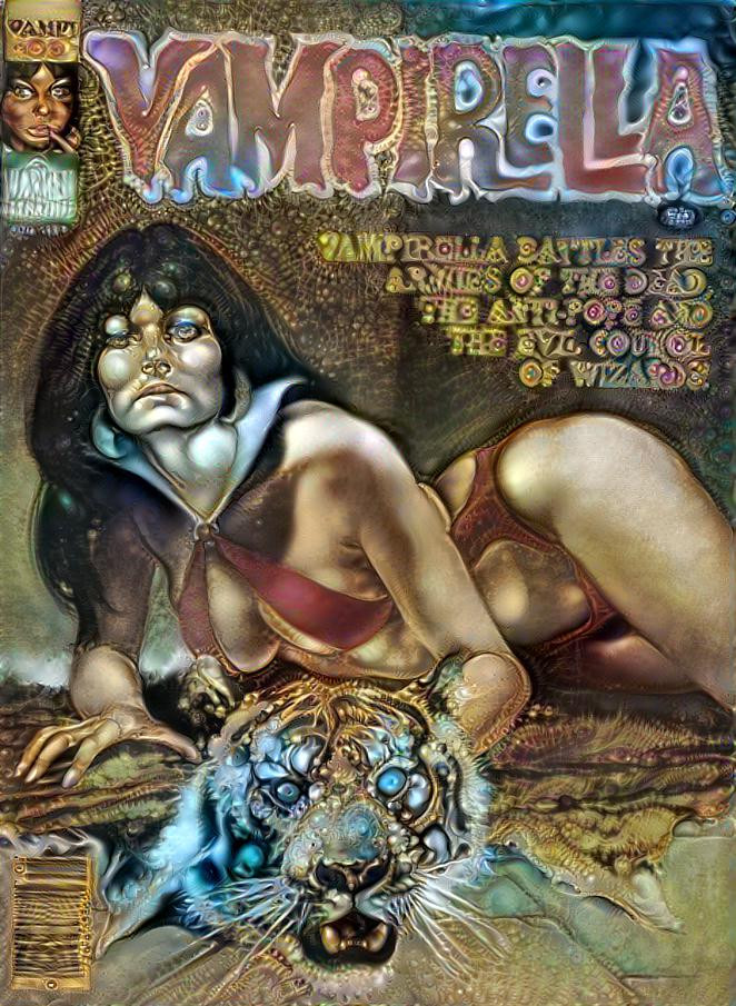 Vampirella on Tiger Skin Rug