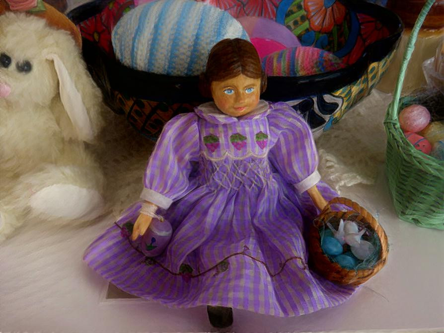 Small Wooden Doll Ready for Easter