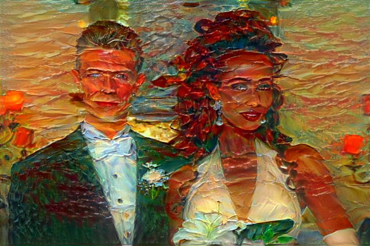 david bowie and wife iman - oil painting