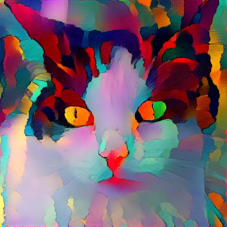 Style: Picture by geralt (Pixabay) ; Photo: StyleGAN2 generated cat