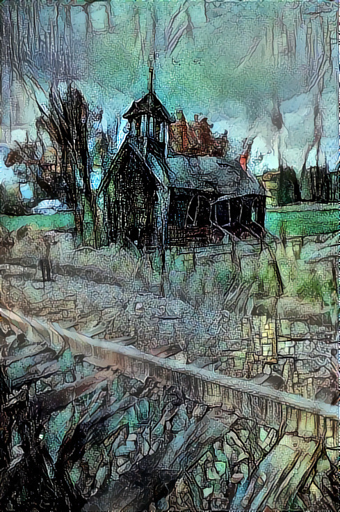 He looked from the abandoned rail tracks they were following to the little, shattered church and muttered.  ‘I don’t know if these new gods are good or evil, but they’re petty as all hell.’