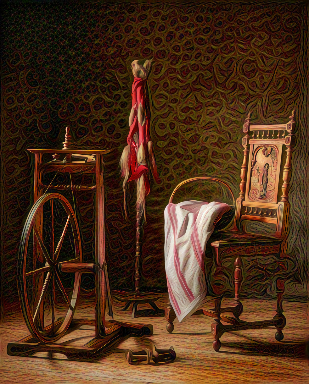 Spinning Wheel with Chair