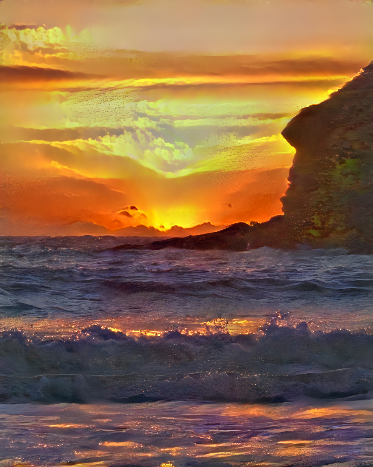 Sunset at Muir Beach. Original photo is my own.