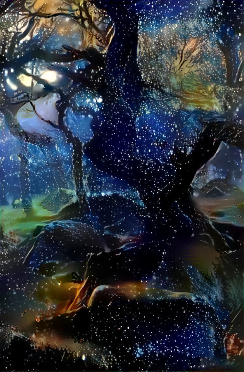 tree retextured ~ cosmic, dark blue with stars