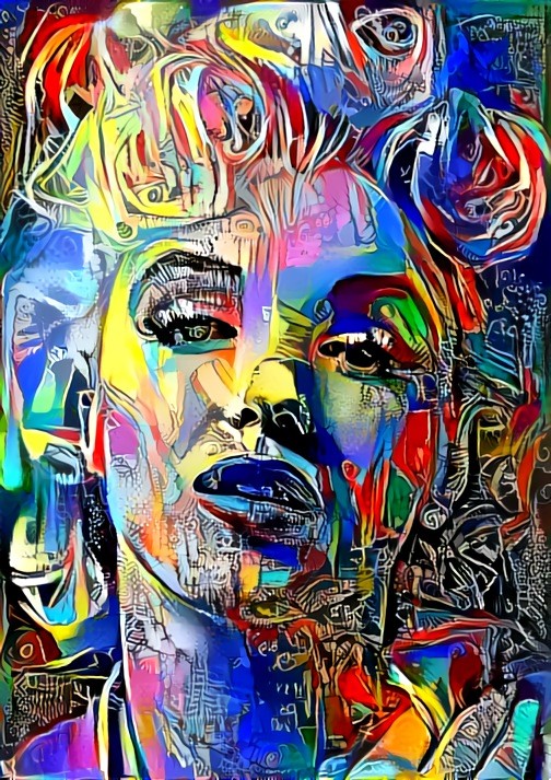 marilyn monroe, yellow, red, blue, black, painting