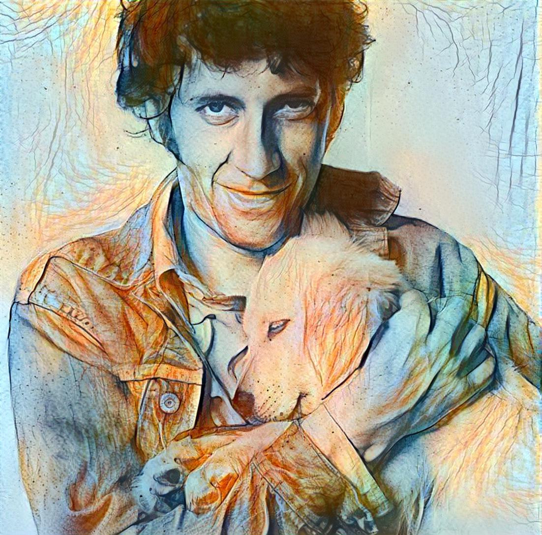 Bert Jansch and his big puppy