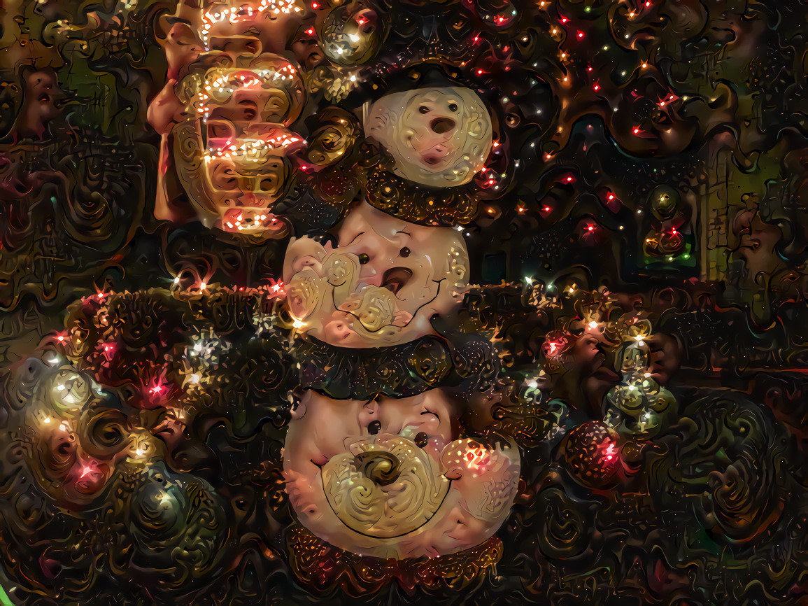 Three Headed Snowman In Dyker Heights, Brooklyn Deep Dream 2