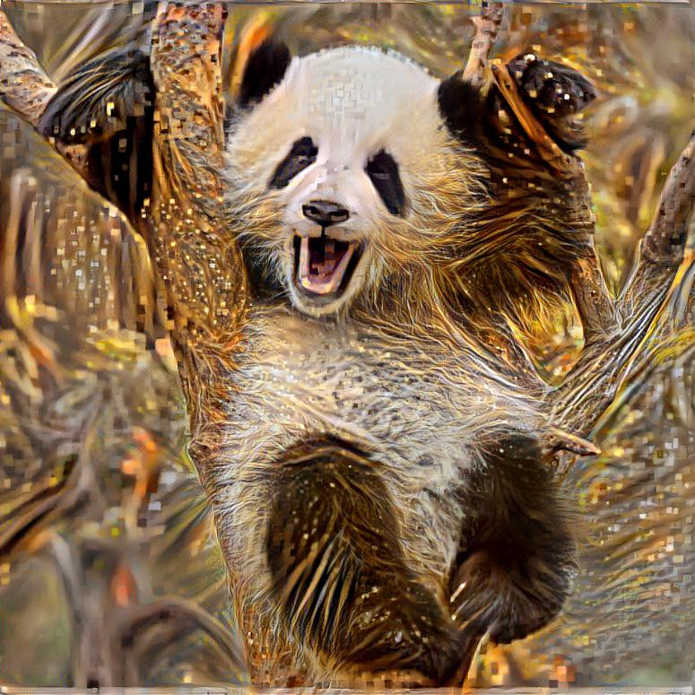 Crazy panda in a forest of spaghetti