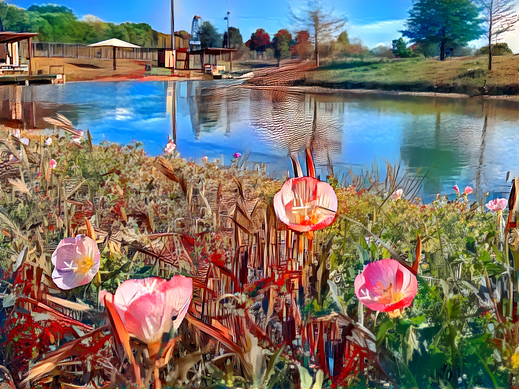 Idyllic town morning glories