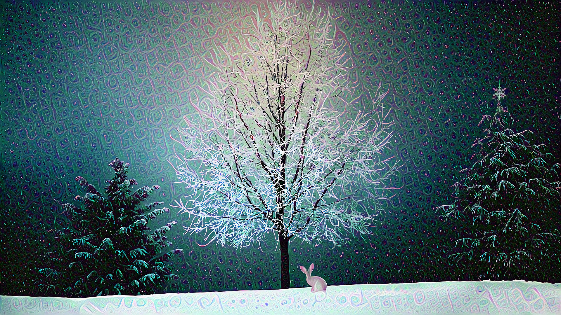 Snowy Winter Night, Santa's Easter Bunny