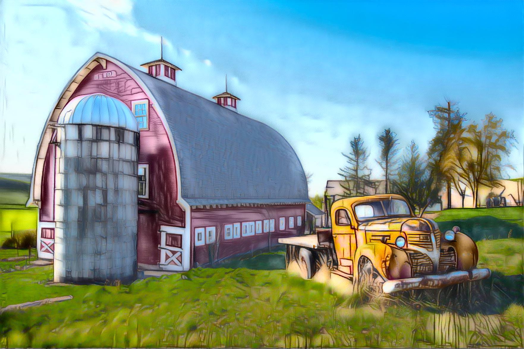 Silo, Barn and Truck