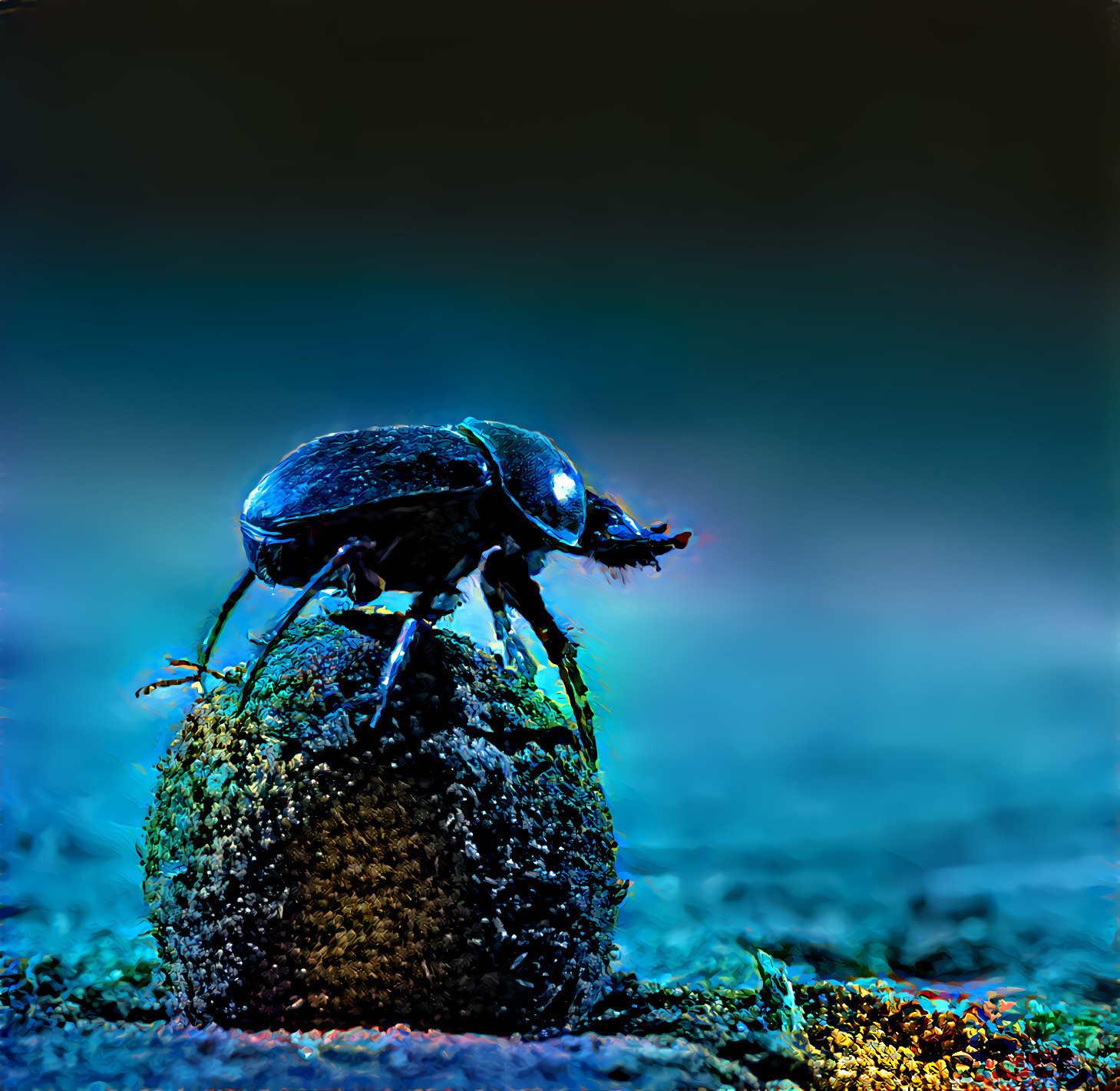 Dung Beetle gathering Deep Dream debris