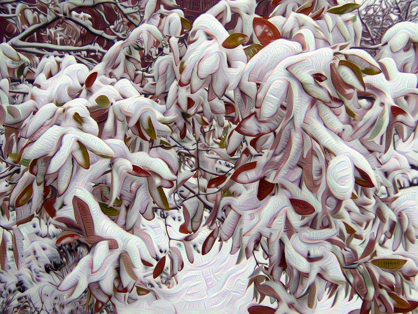 Snow on the Red Leaves