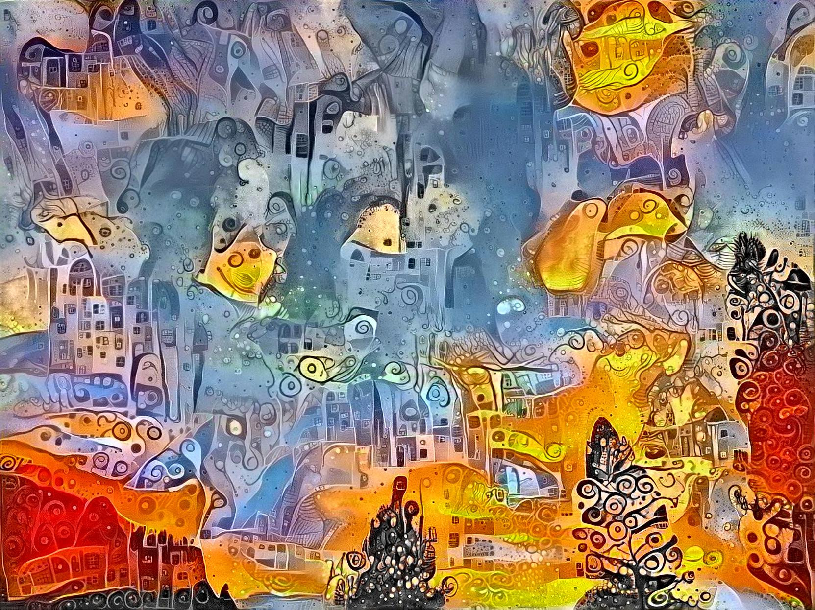 Vision of crystal castle dancing in sky