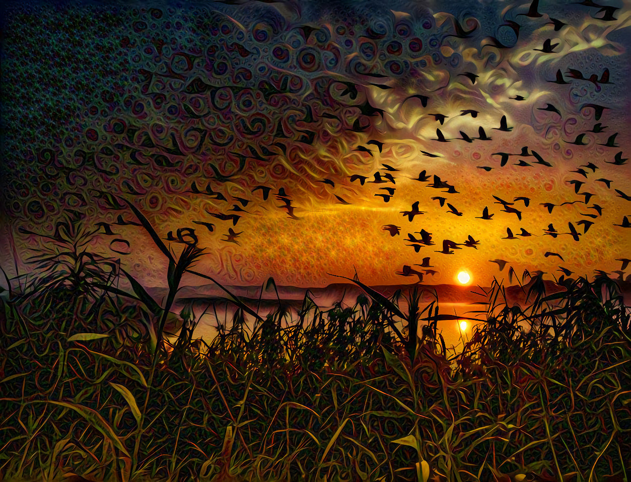 Sunset Migratory Birds