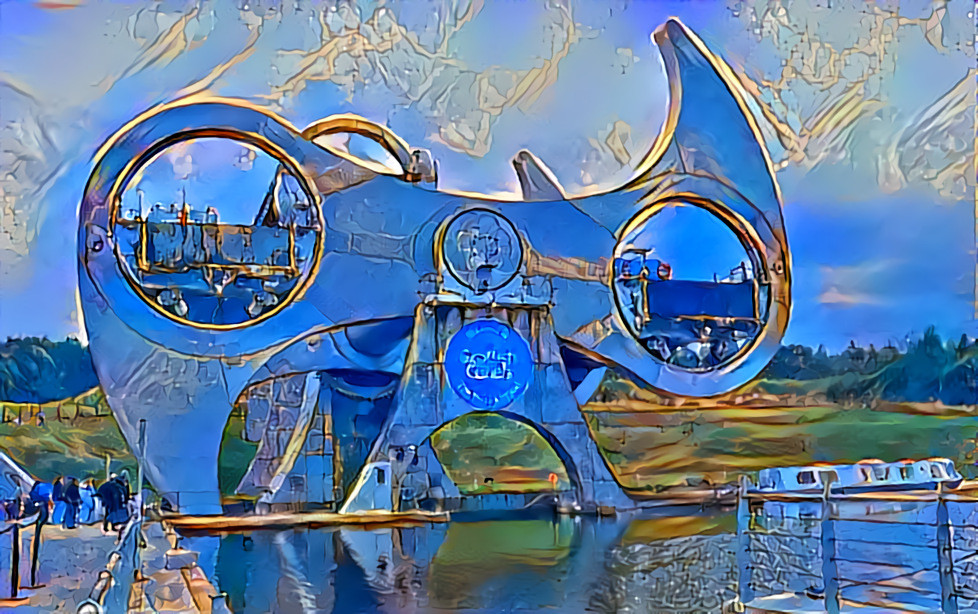 Falkirk Wheel, ein modernes Schiffshebewerk nahe der schottischen Stadt Falkirk