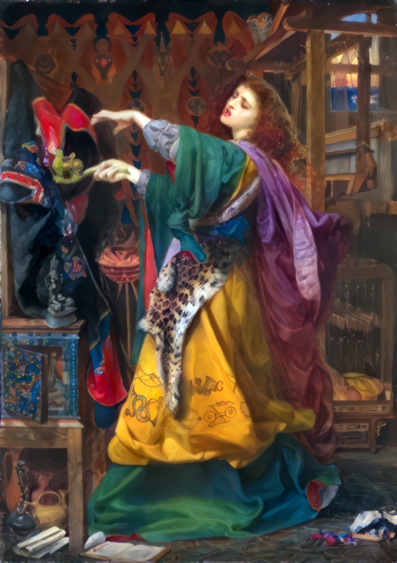 Morgan-le-Fay, 1864 Artist: Frederick Sandys. Morgan le Fay is a powerful enchantress in the Arthurian legend.  Birmingham (UK) Museums Trust on Unsplash.