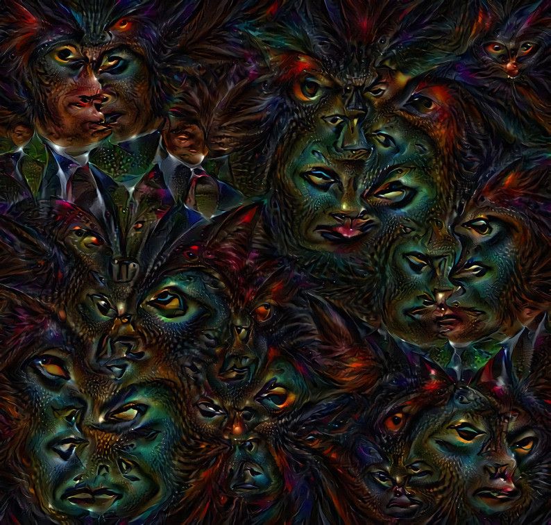 Extra deep dream using photos of one of our kitties & people pictures.