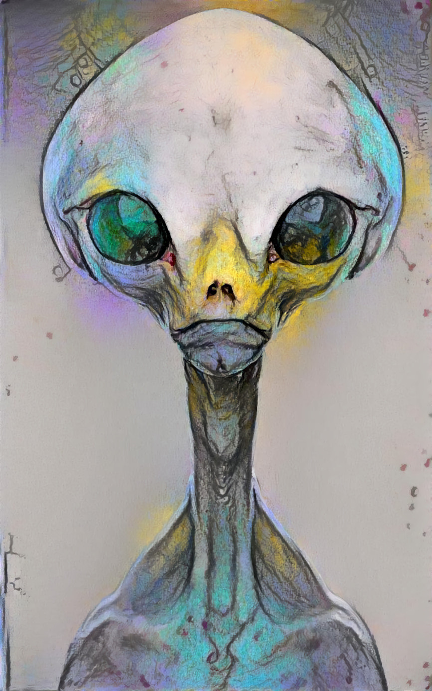 alien portrait - colored chalk