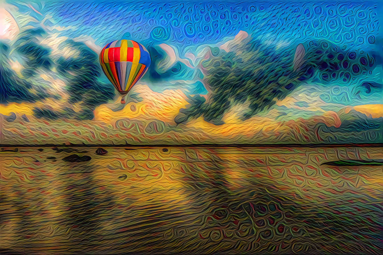 Sunset, Lake, and Hot Air Balloon.....