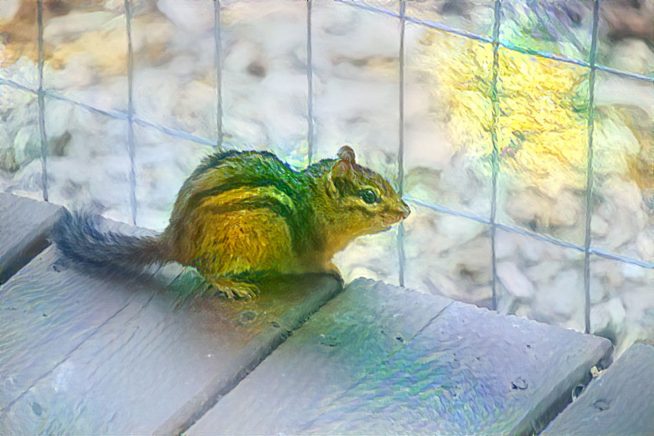 Chipmunk on Wooden Deck