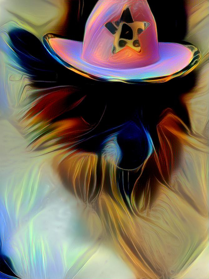 Spooky cowgirl dog