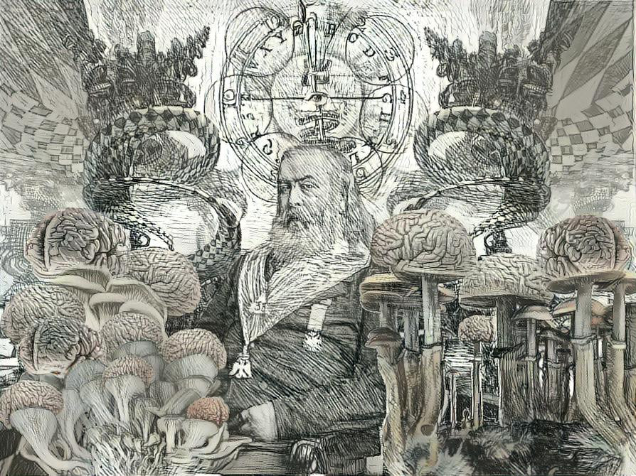 Albert Pike in his mushroom-garden