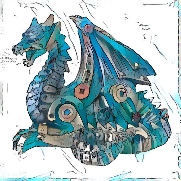 Blue mechanical dragon 