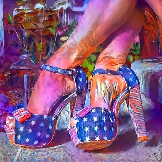 high heels - red, white, blue, stars, stripes