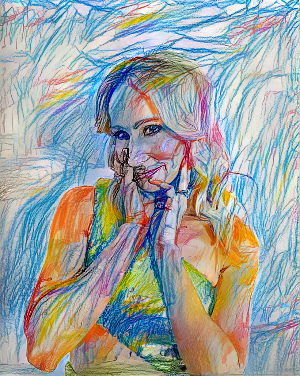 nikki glaser, crayon drawing