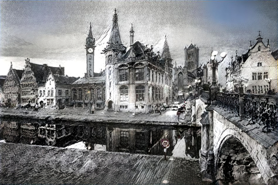 Ghent, Belgium in Pencil