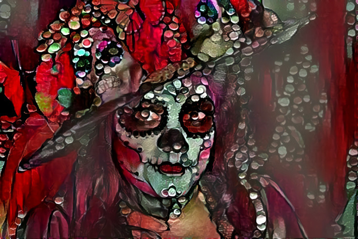 Red stone sugar skull