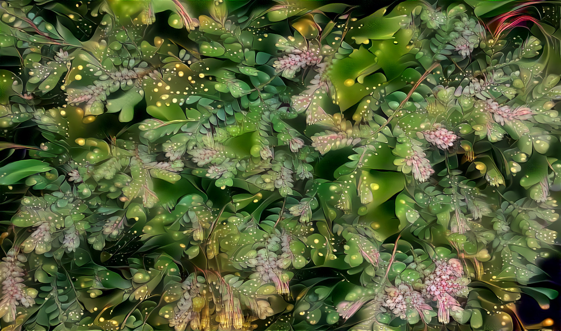 Leaves and Pink Flowers