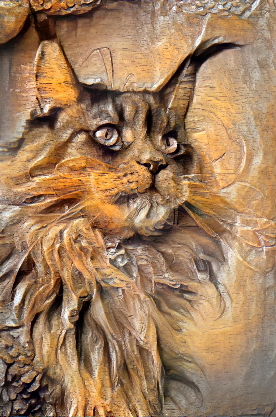 cat - carved from wood