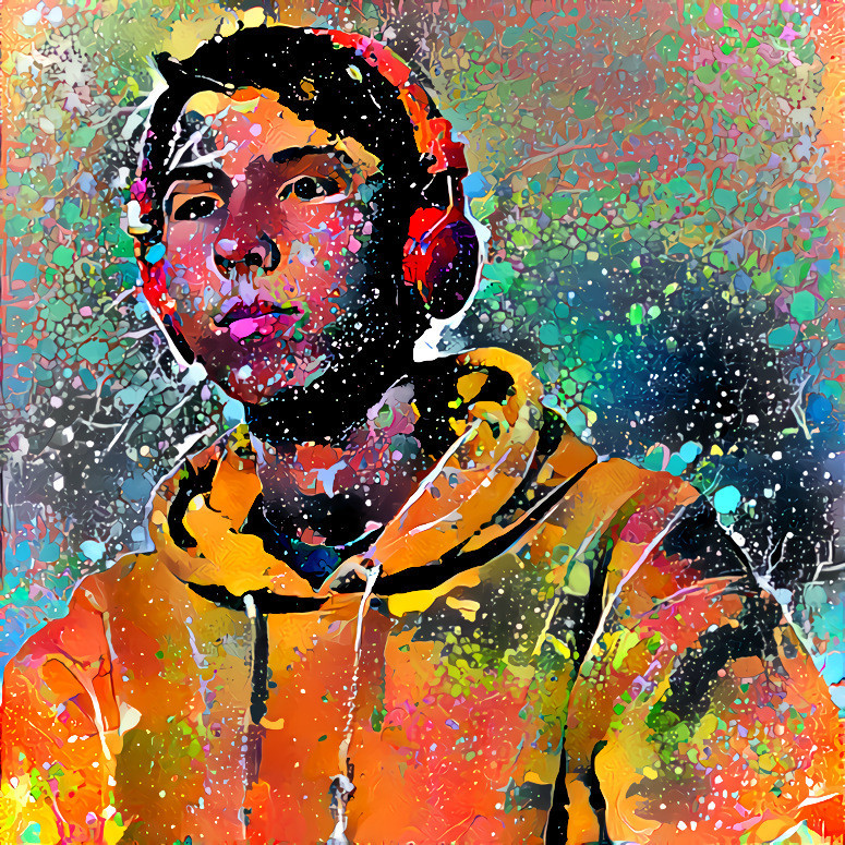 paint splatter self portrait