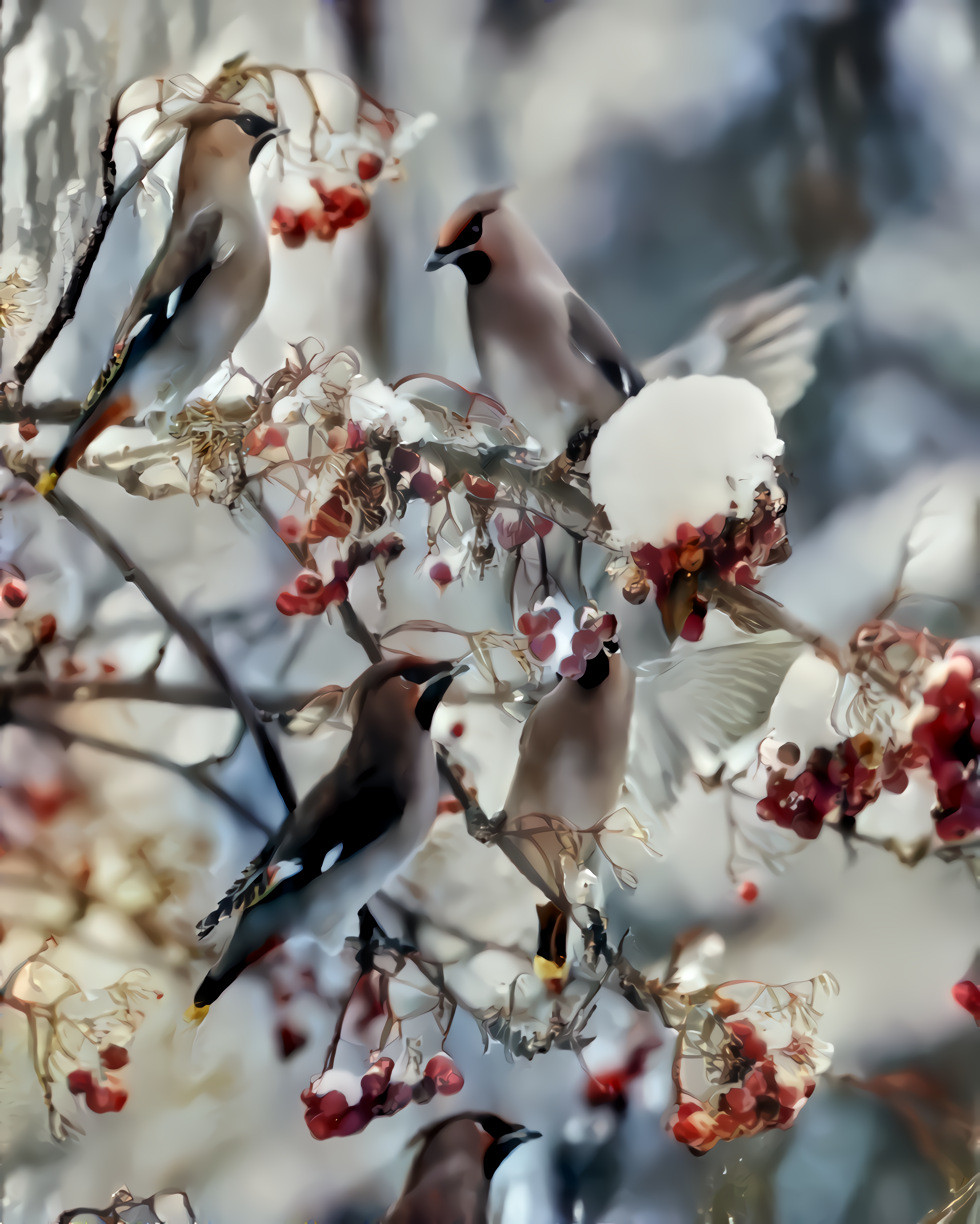 Berries and Birds (Bombycilla cedrorum//Cedar Waxwing Birds)