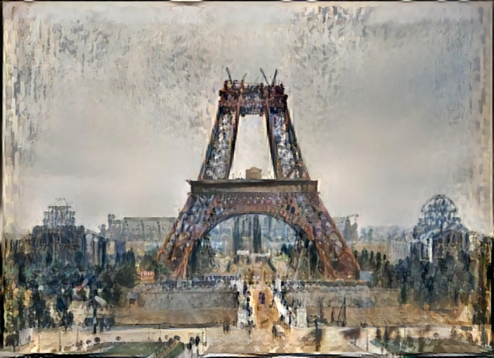 Eiffel Tower under construction (Impressionism)