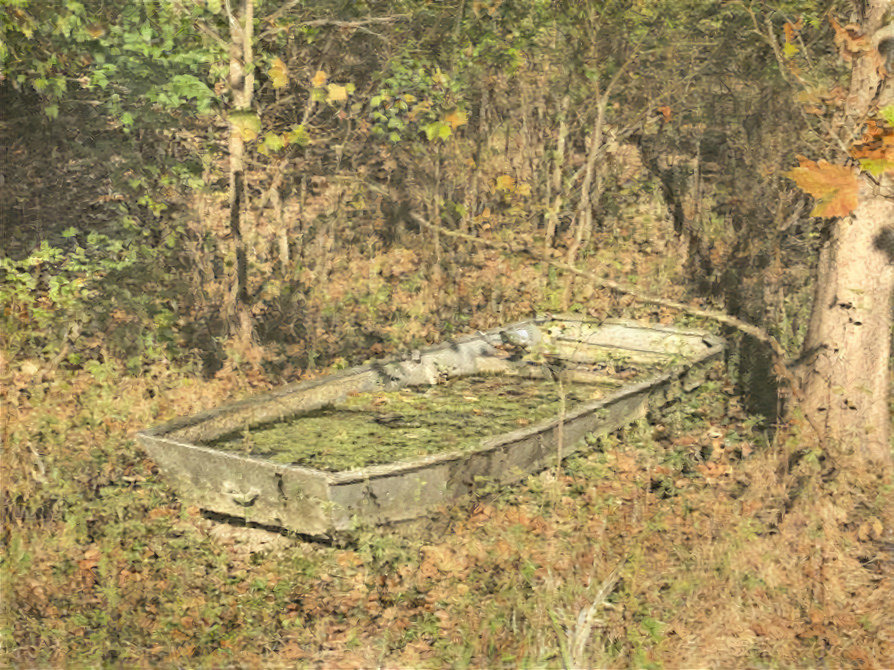 Boat by the Pond in Autumn (Monet style edit)