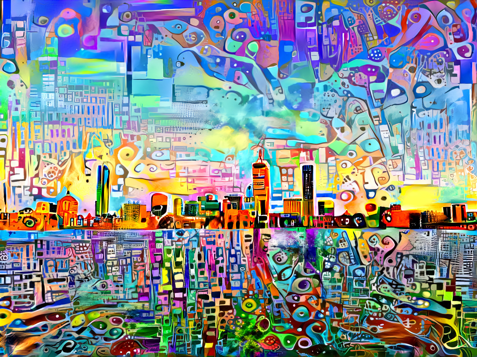 Trippy Boston Skyline