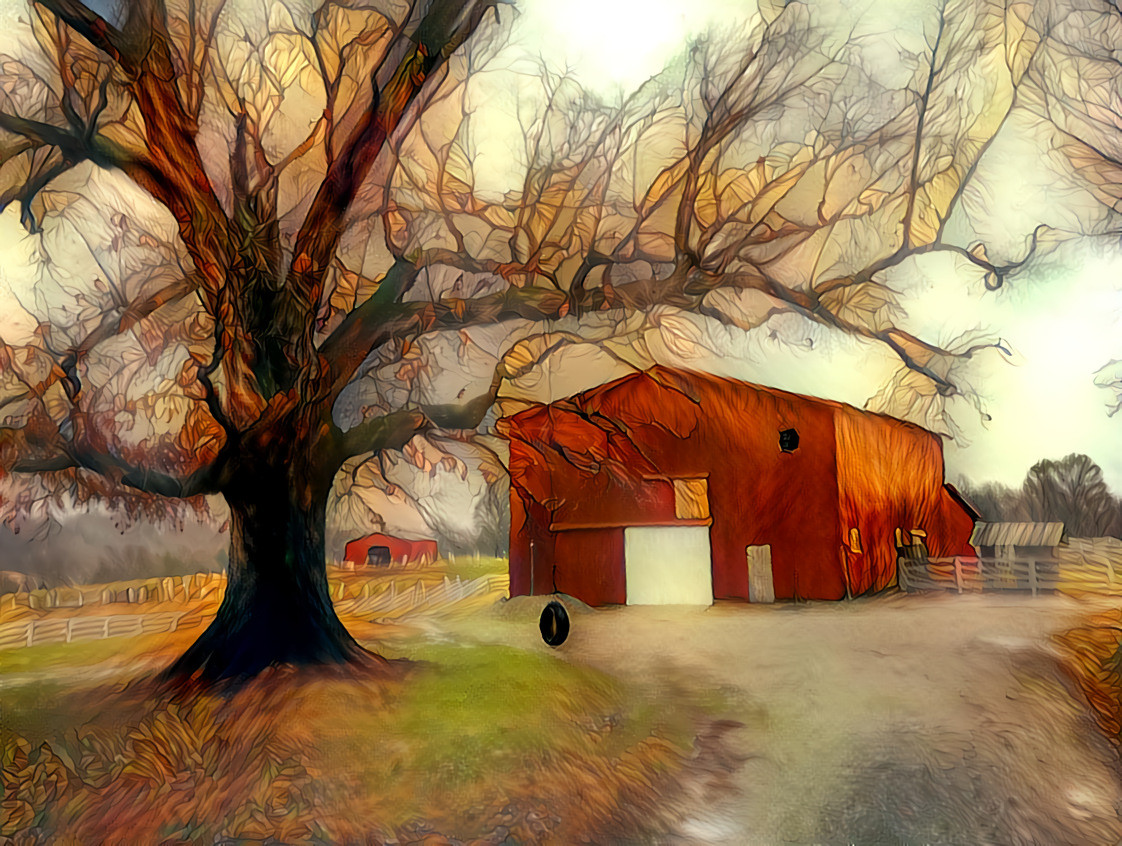 Barn and Tree