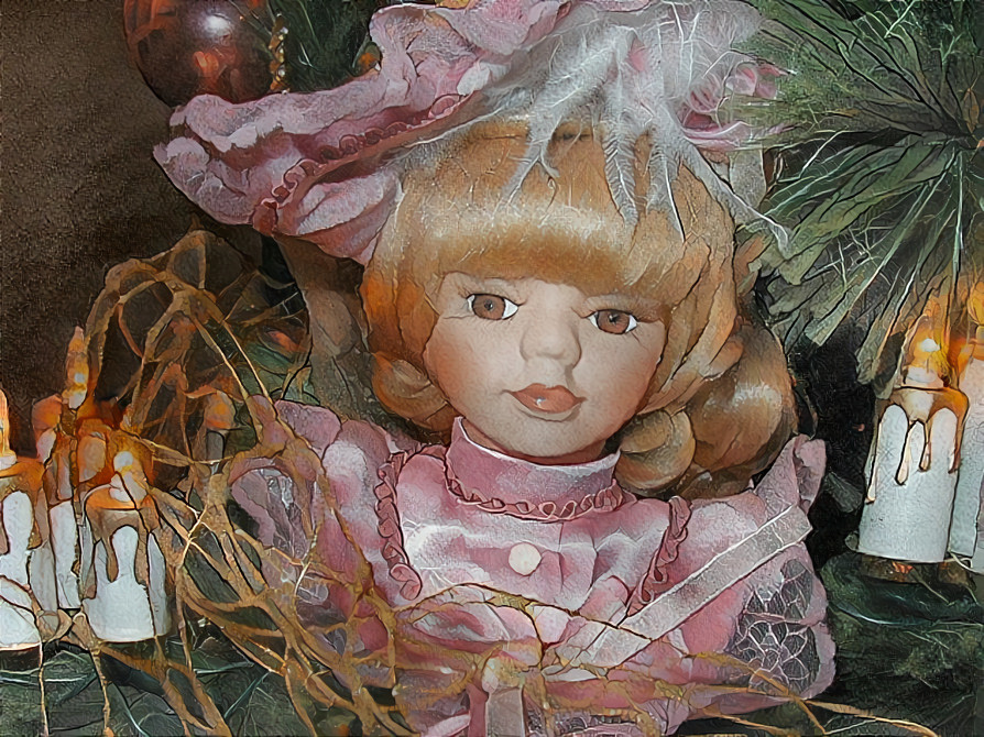 Pink doll on the tree