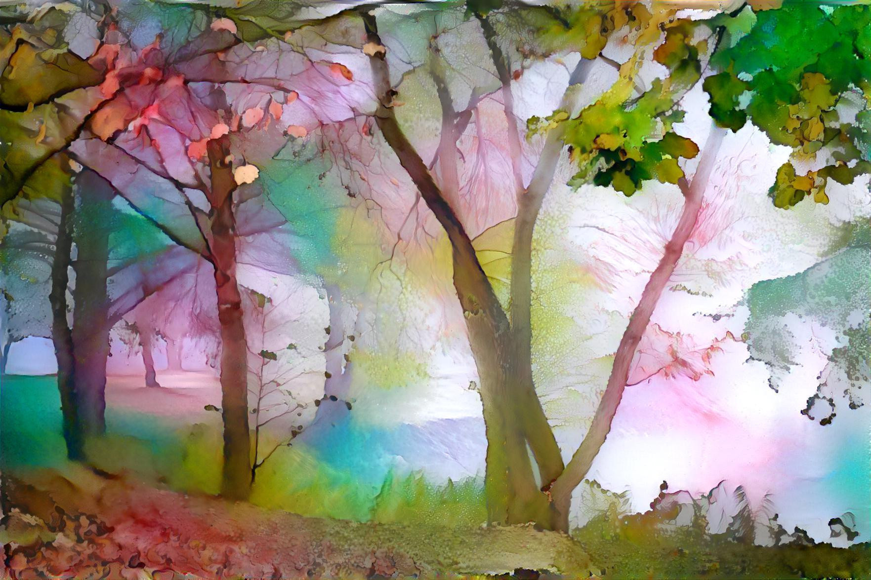 Misty Trees 1 Watercolor