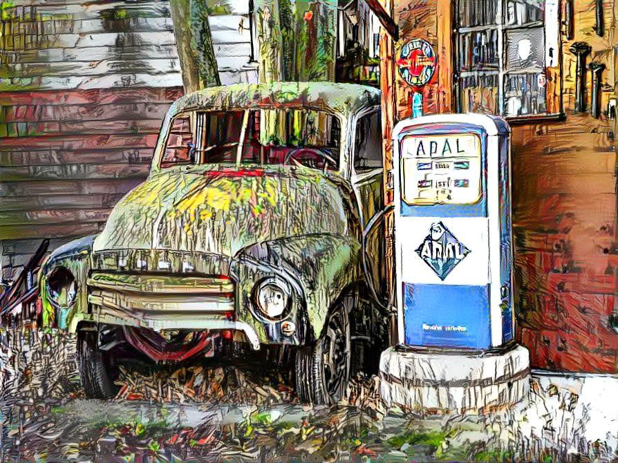 Antique Truck and Gas Pump