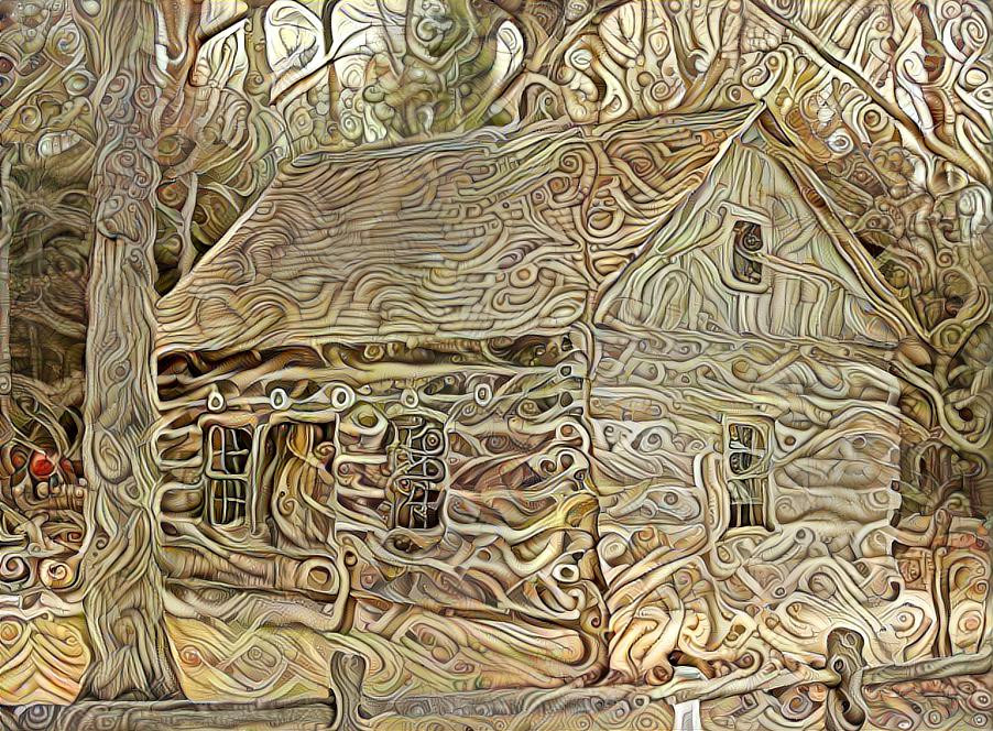 Early Log Cabin in the Woods