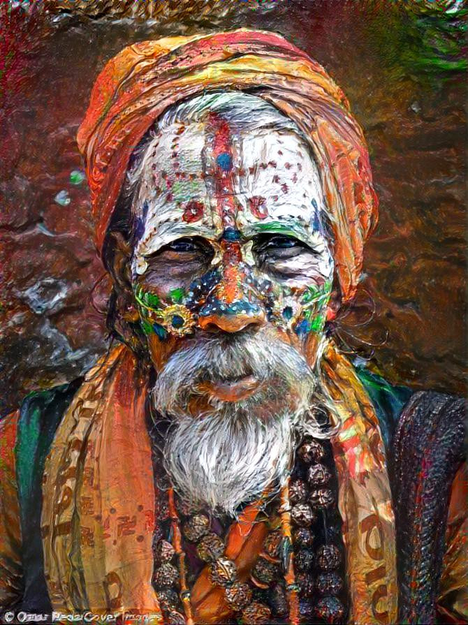 Old Man with painting on his face. He is beautiful